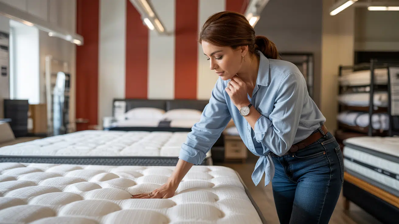 a-photograph-of-a-woman-carefully-examine-mattress