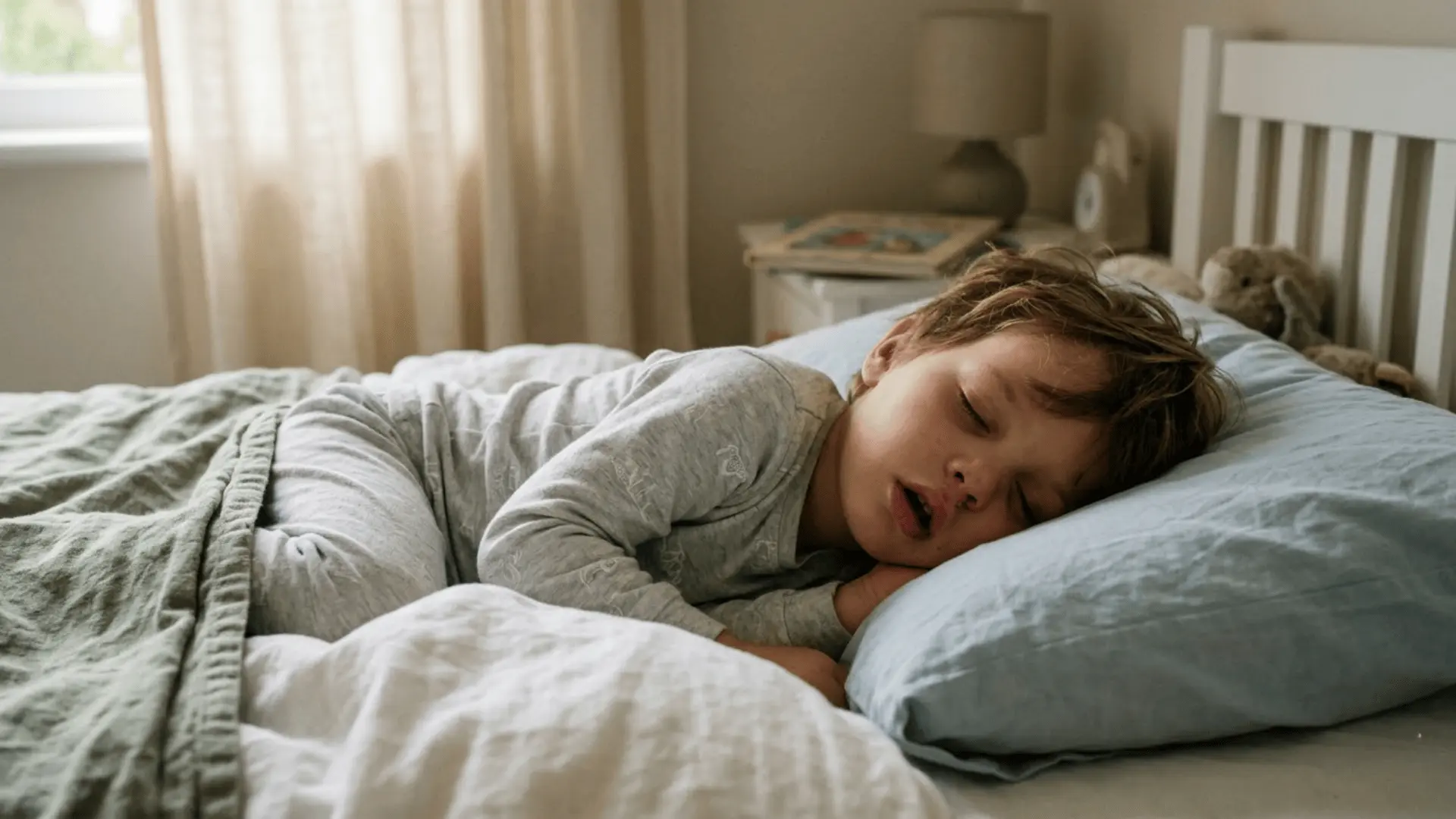 Causes Of Sleep Apnea In Children Realistic Photo Child Sleeping With Airway Issues