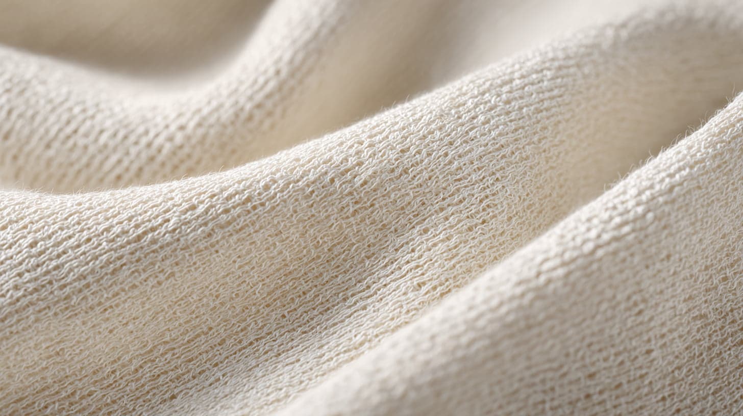 Close-up of crisp bamboo lyocell fabric with soft folds in bright natural light
