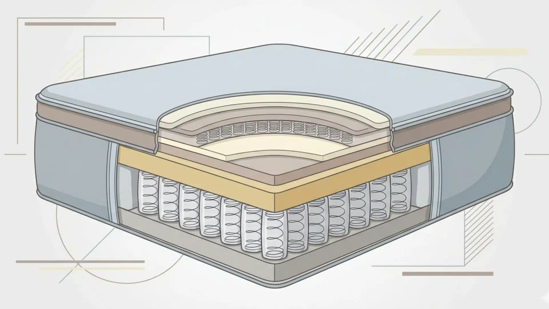 Infographic of a euro top mattress with flush top and supportive layer structure