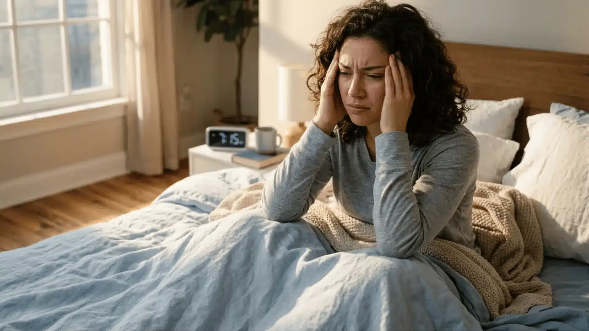 Person Waking Up With Morning Headache From Sleep Apnea
