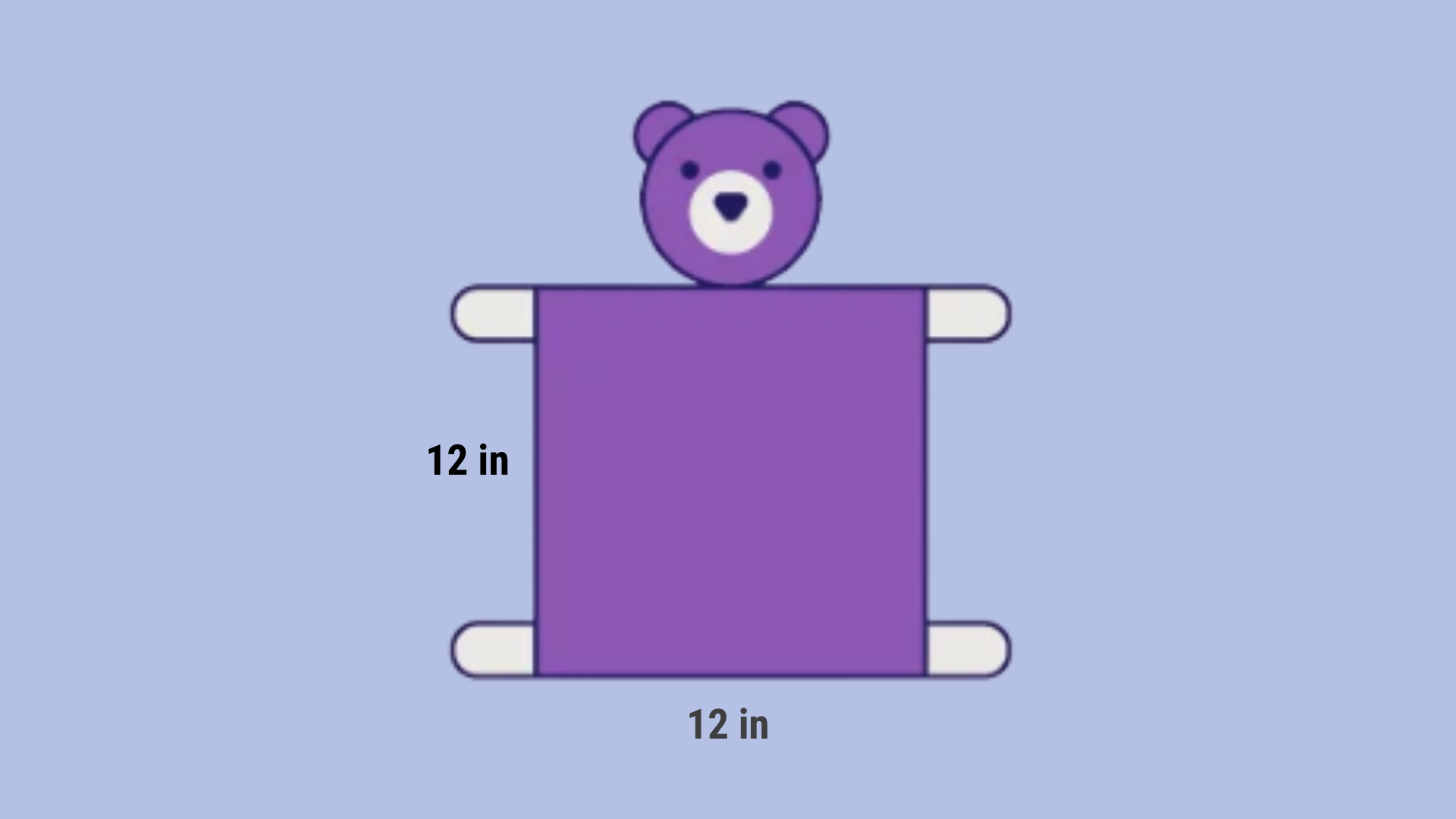 Small lovey blanket measuring 12 inches long and 12 inches wide