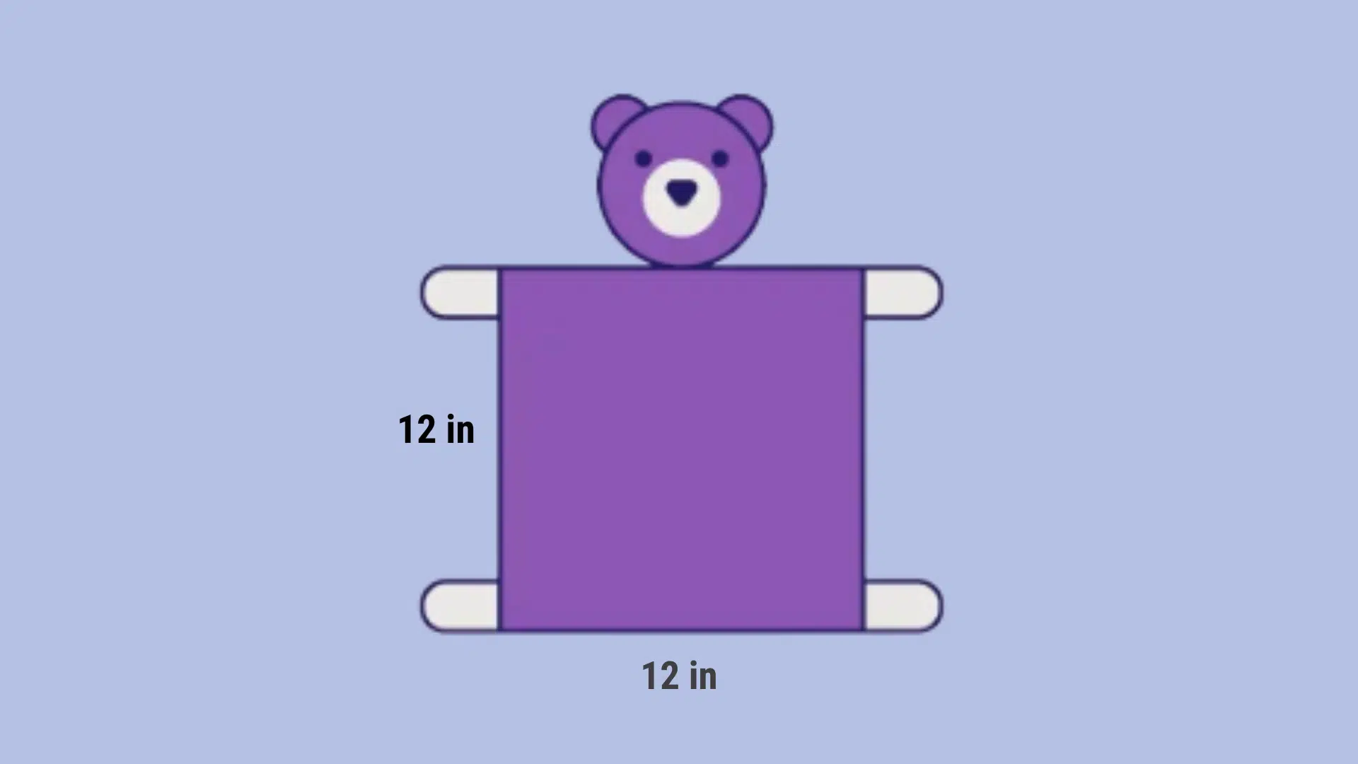 Small lovey blanket measuring 12 inches long and 12 inches wide