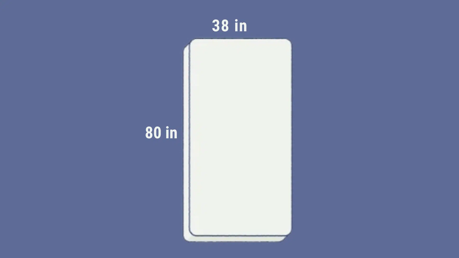  A twin XL mattress measuring 80 inches long and 38 inches wide.