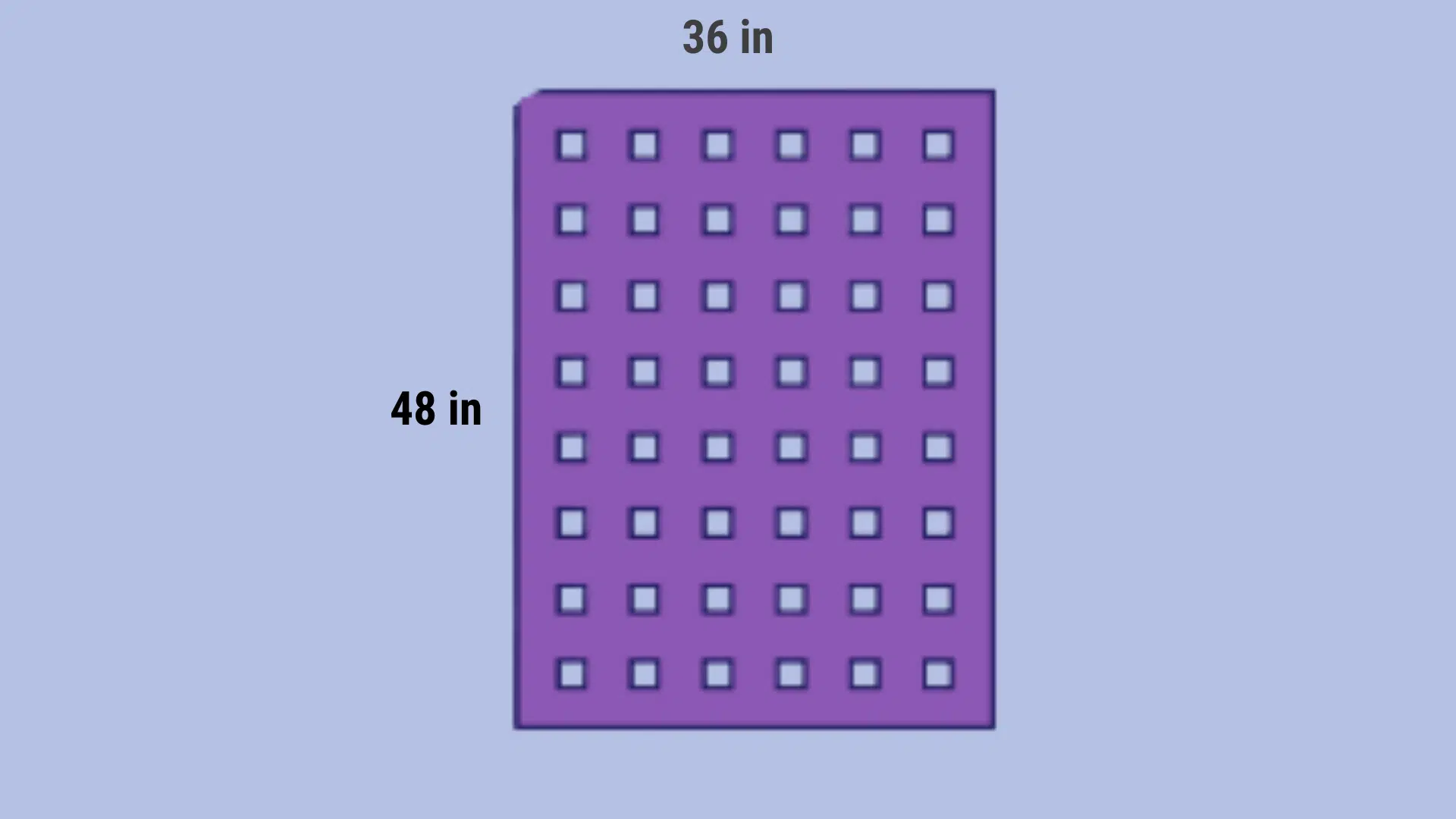 ap blanket measuring 48 inches long and 36 inches wide