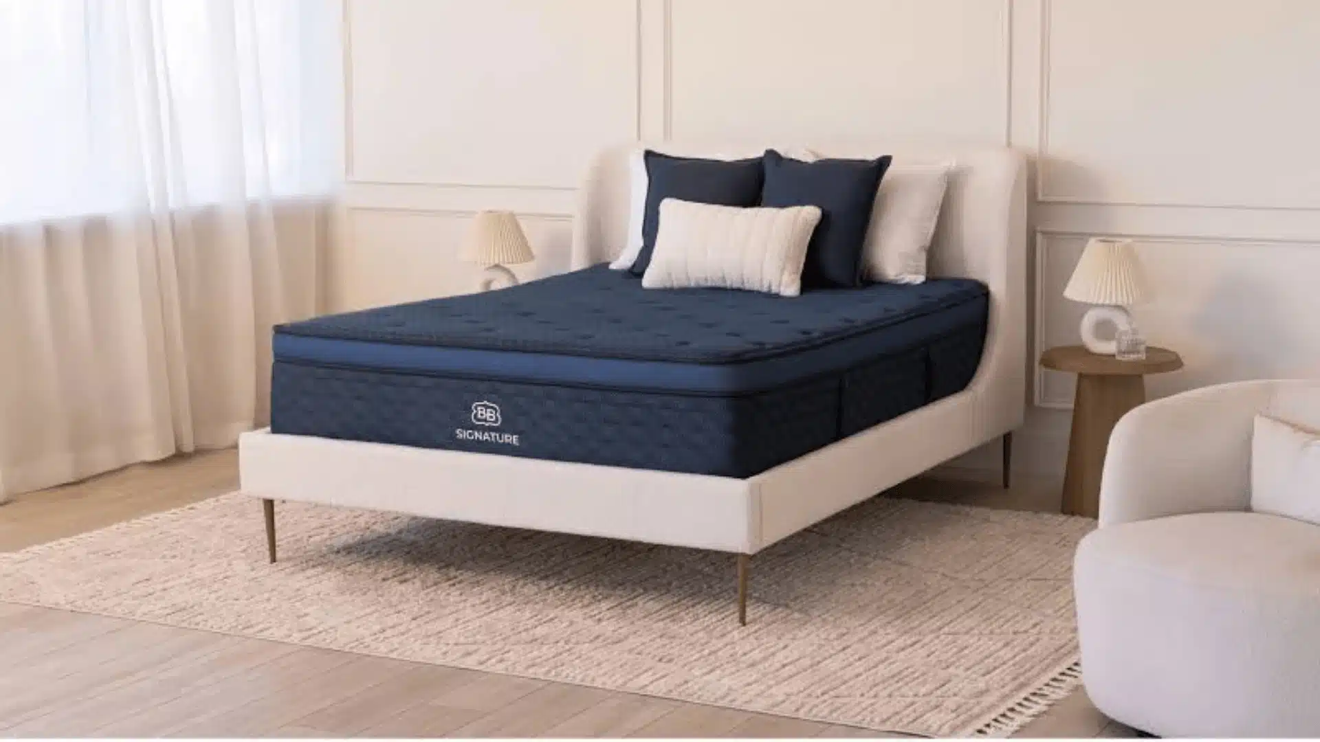 Brooklyn Bedding Signature hybrid mattress displayed in a modern bedroom with neutral decor