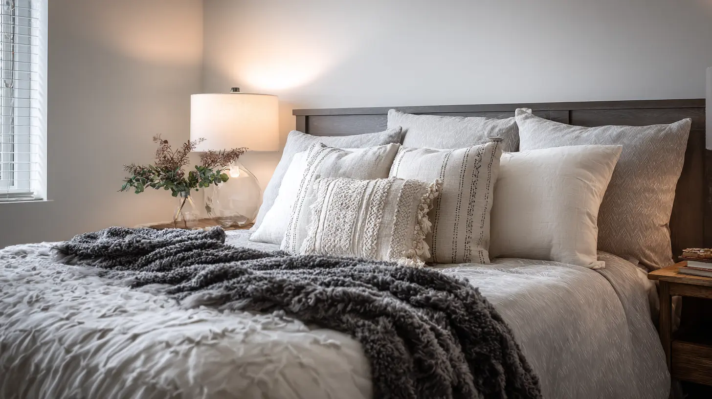 classic layered queen bed pillow arrangement