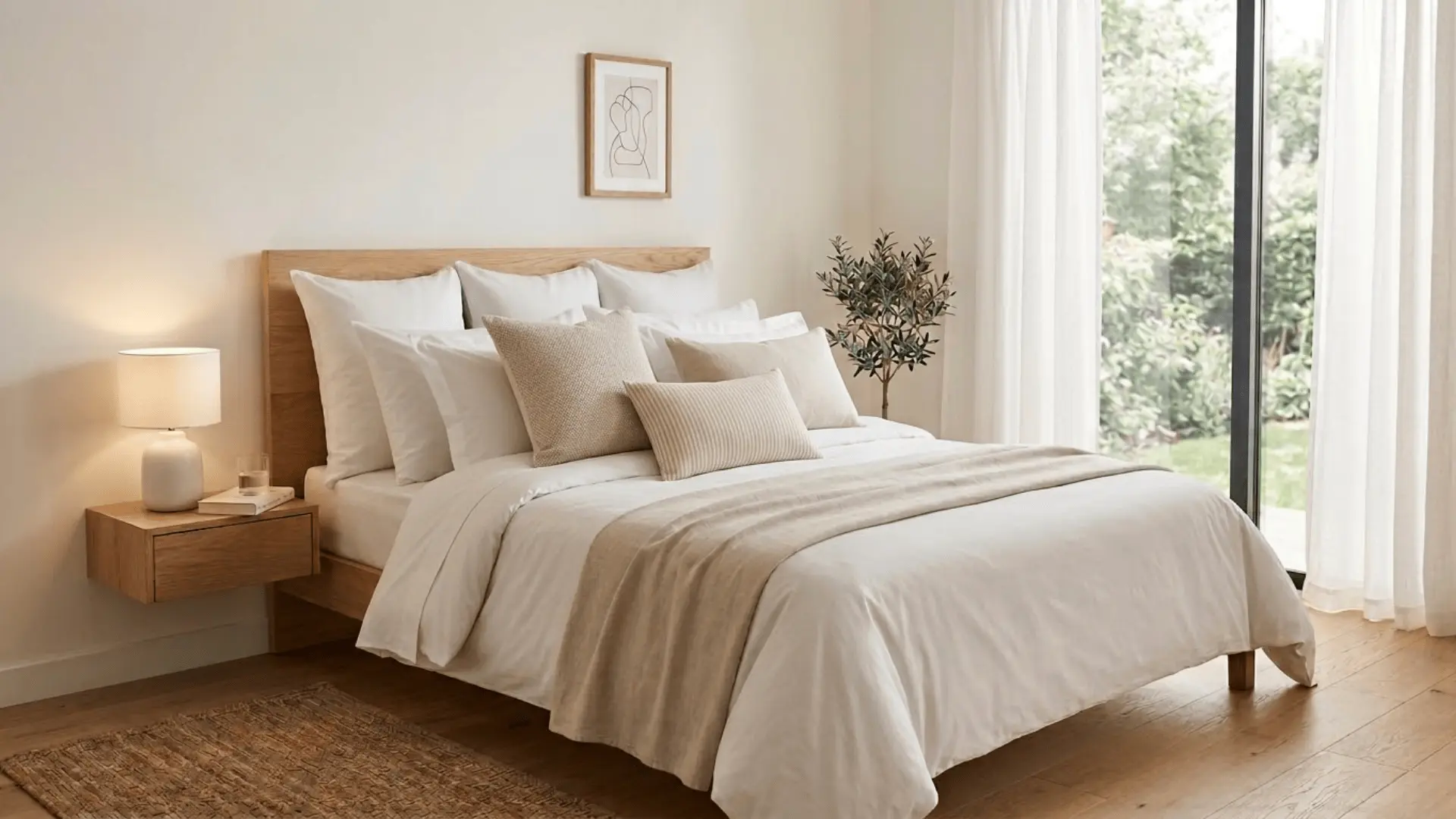 queen bed decorative pillows front layer arrangement