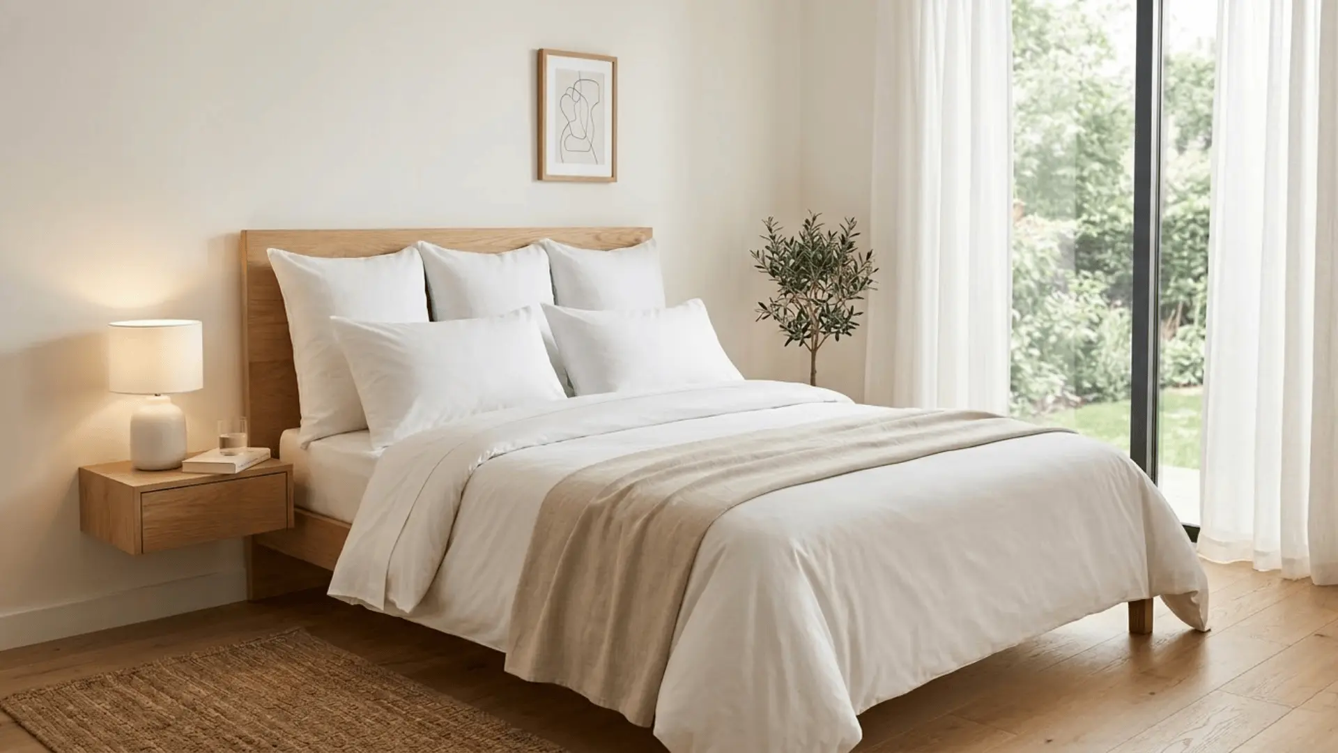 queen bed euro shams back layer arrangement