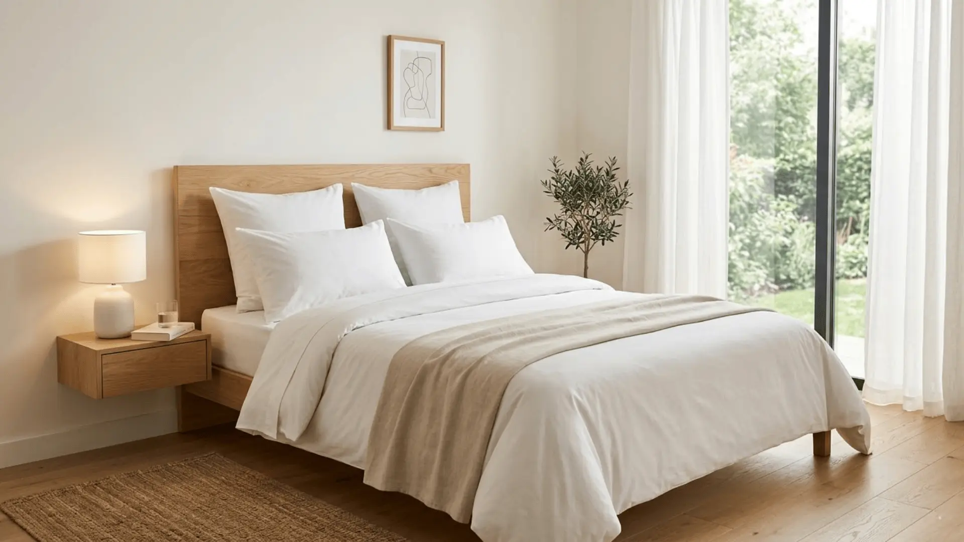 queen bed sleeping pillows base layer arrangement
