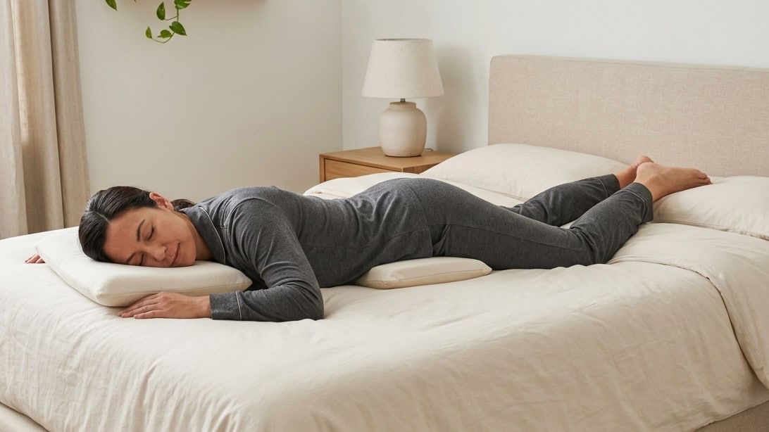 a woman sleeping on the stomach.