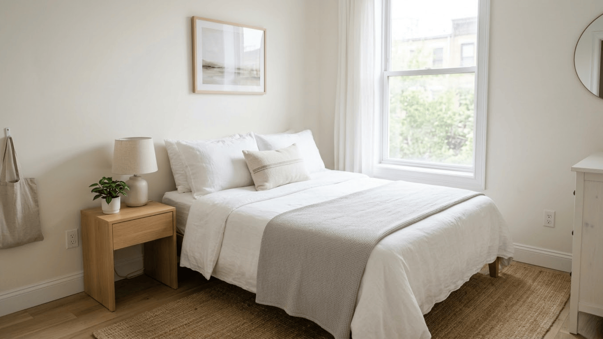 small bedroom queen bed pillow arrangement simple