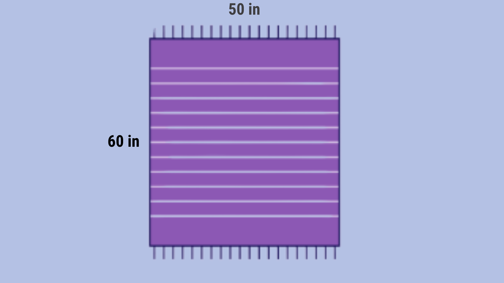 Throw blanket measuring 60 inches long and 50 inches wide