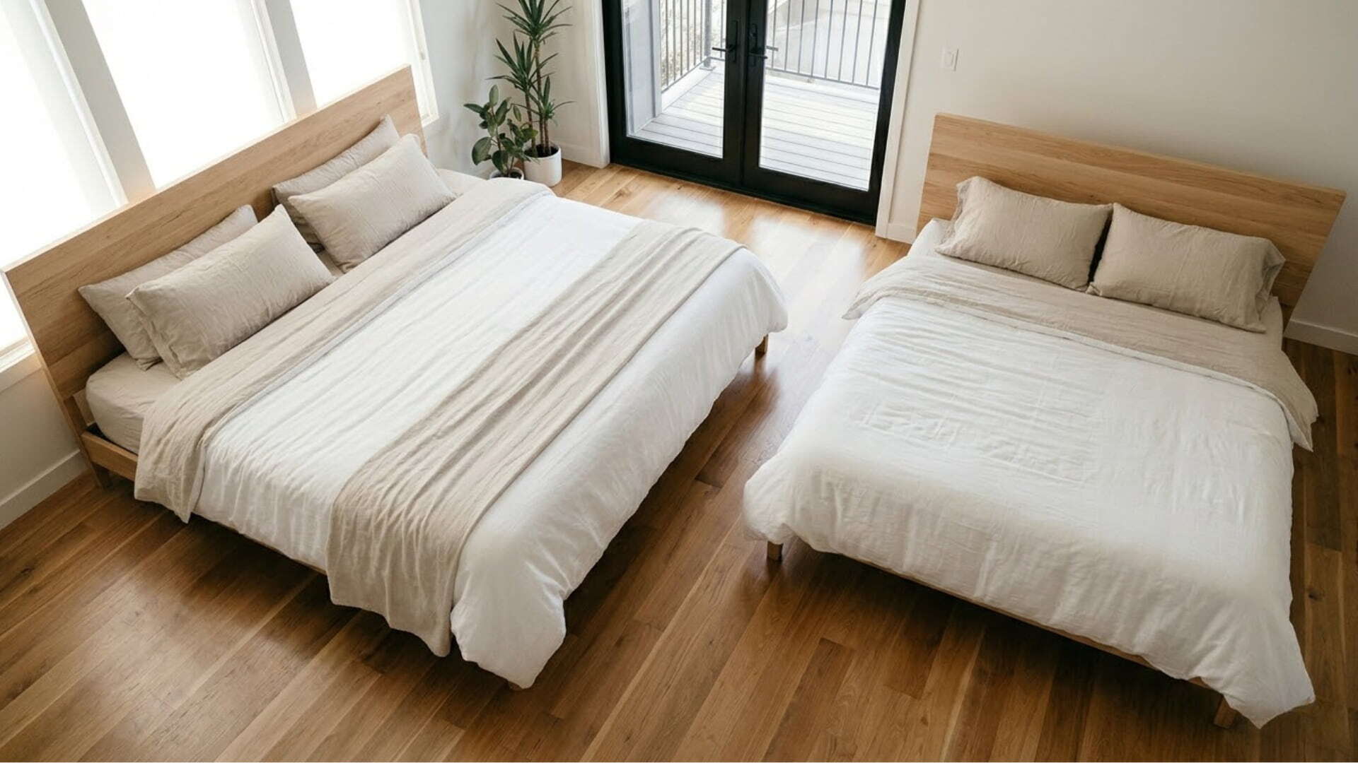 Alaskan King and Standard King beds compared with showing clear size difference.