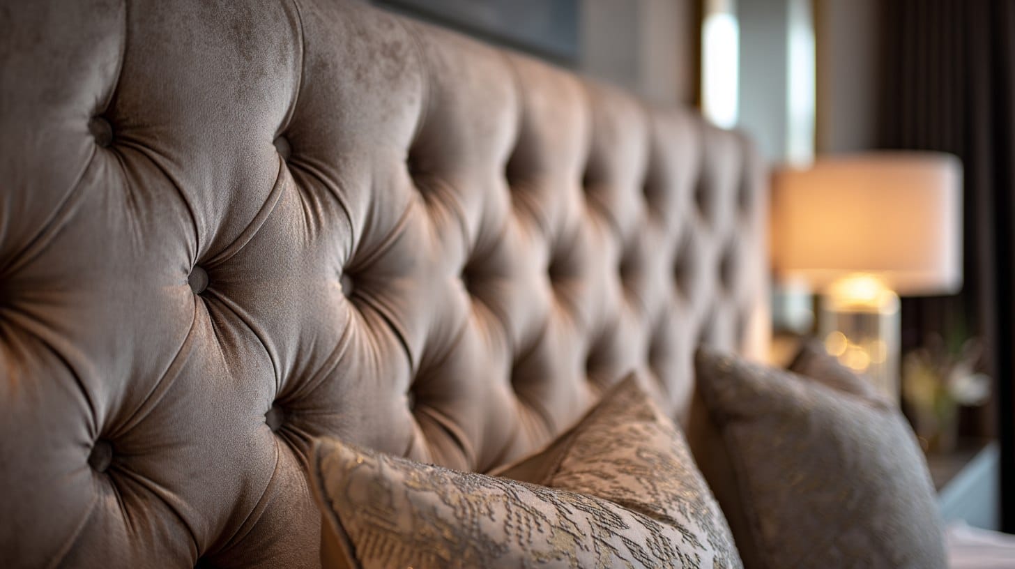 Luxury tufted upholstered headboard with button detailing