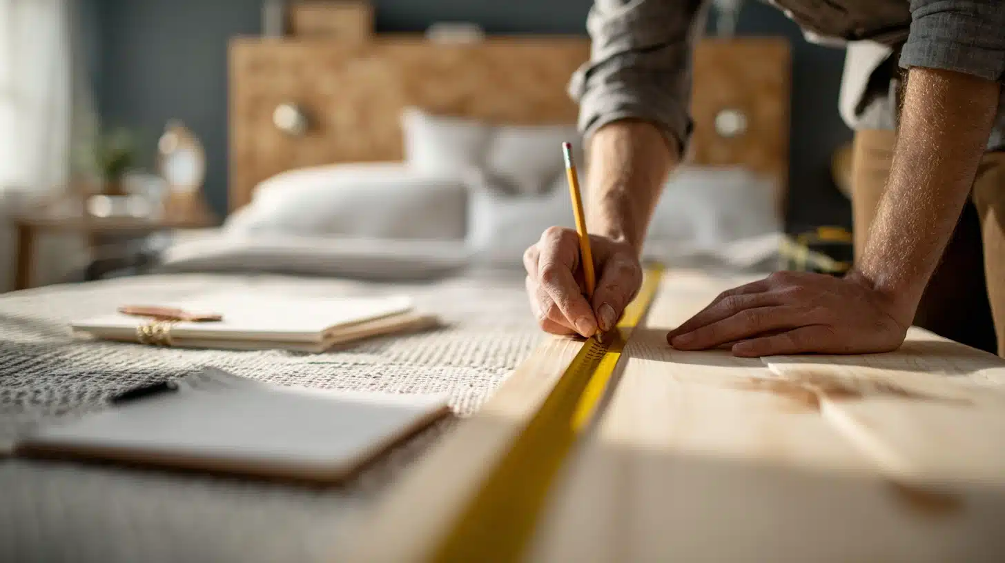 Measuring wooden board for headboard size