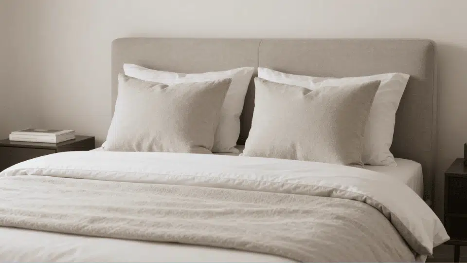 Neatly made bed with two standard pillows showing proper size and fit in a modern bedroom