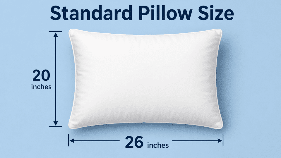 Standard pillow diagram showing dimensions 20 inches by 26 inches with labeled width and length (1)