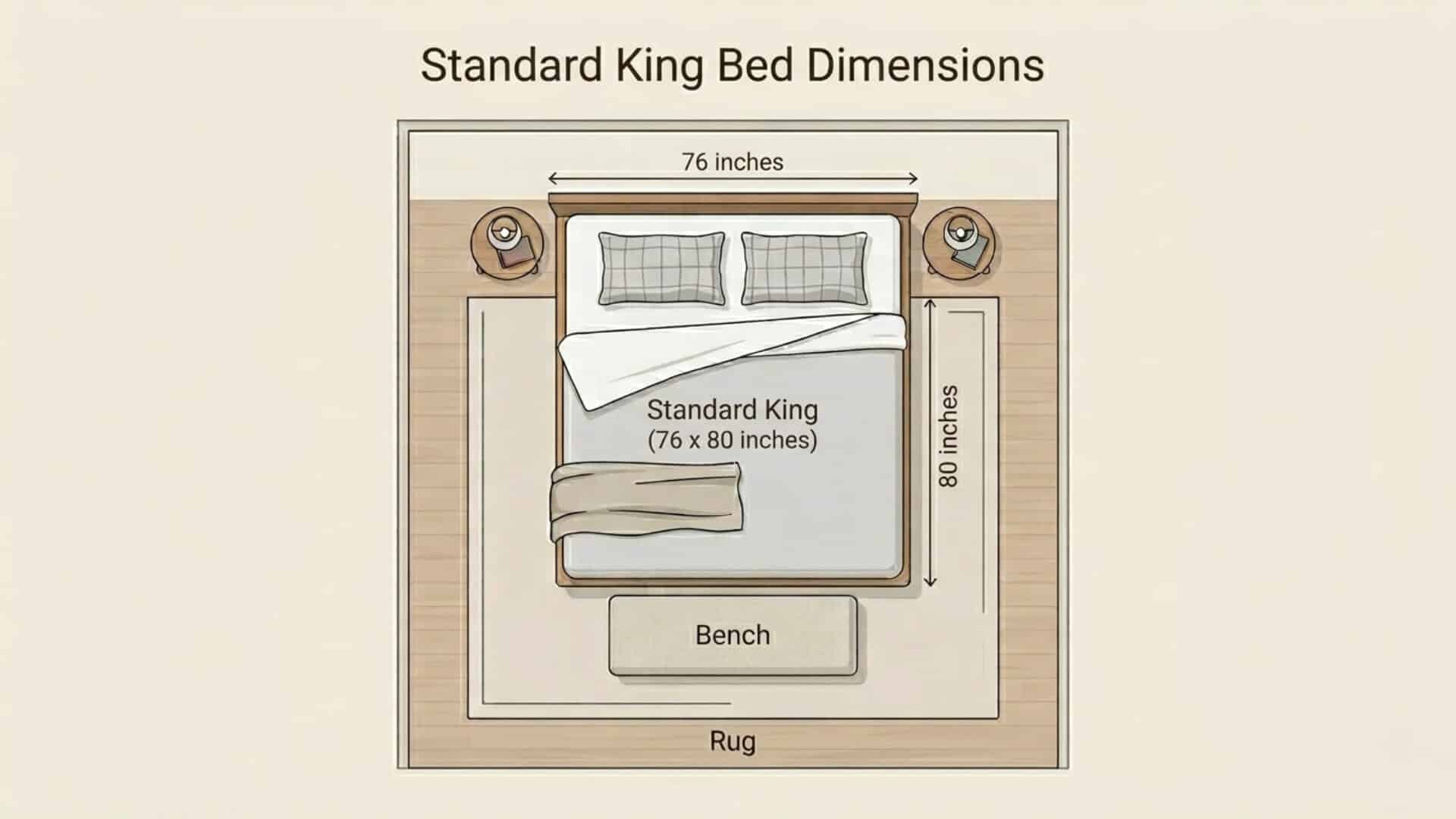 Top-down Standard King bed layout with 76-inch width and 80-inch length. (1)