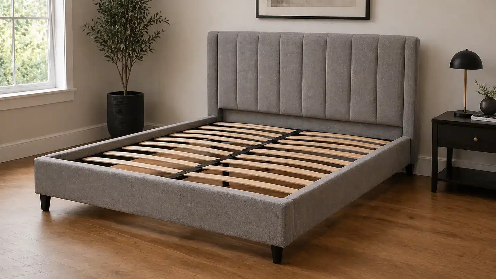 upholstered bed frame with padded headboard