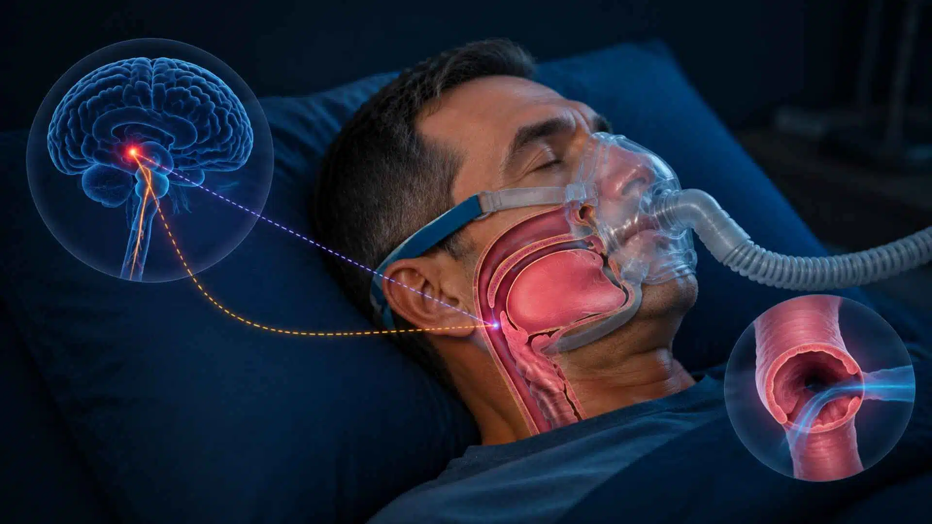 Sleep apnea CPAP therapy showing mixed breathing disruption