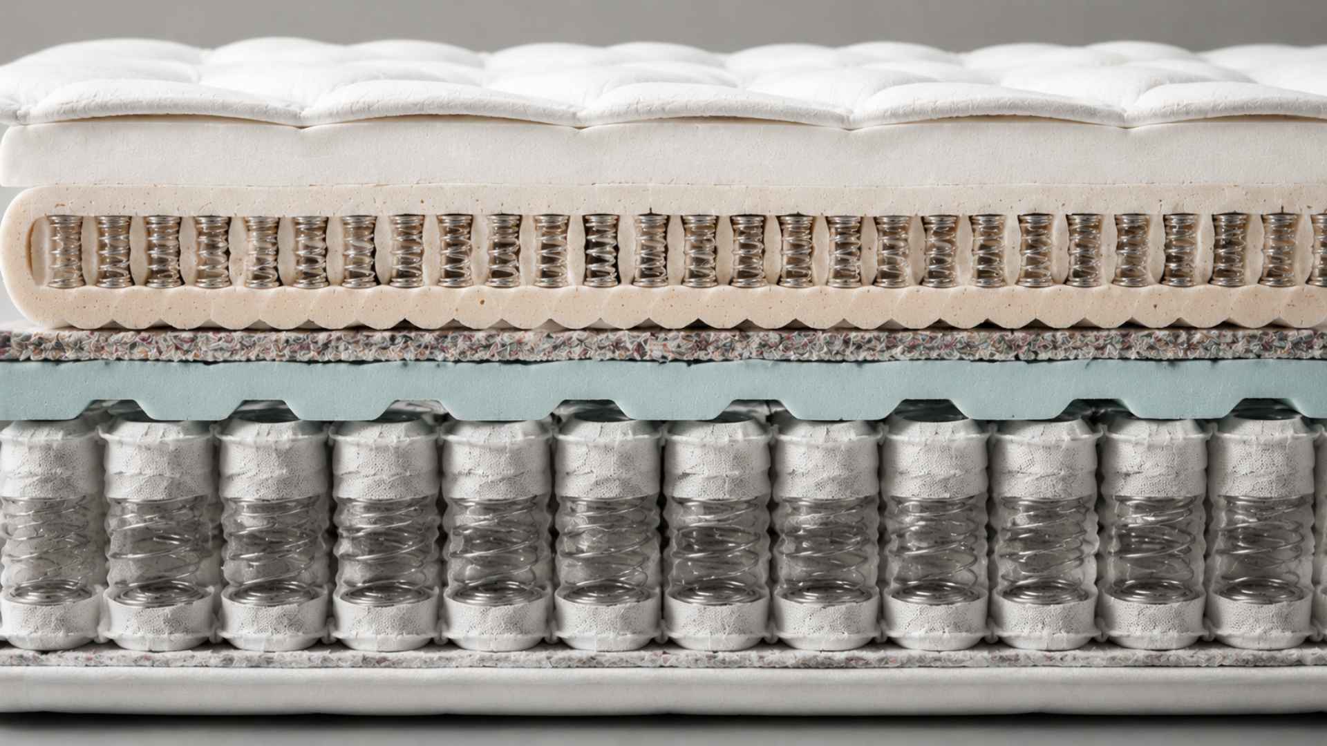 Cutaway hybrid mattress showing microcoils in foam layer