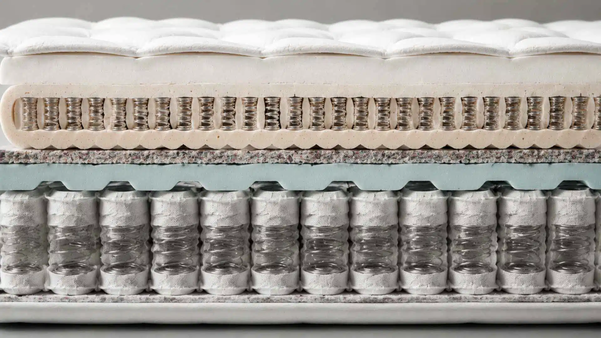 Cutaway hybrid mattress showing microcoils in foam layer