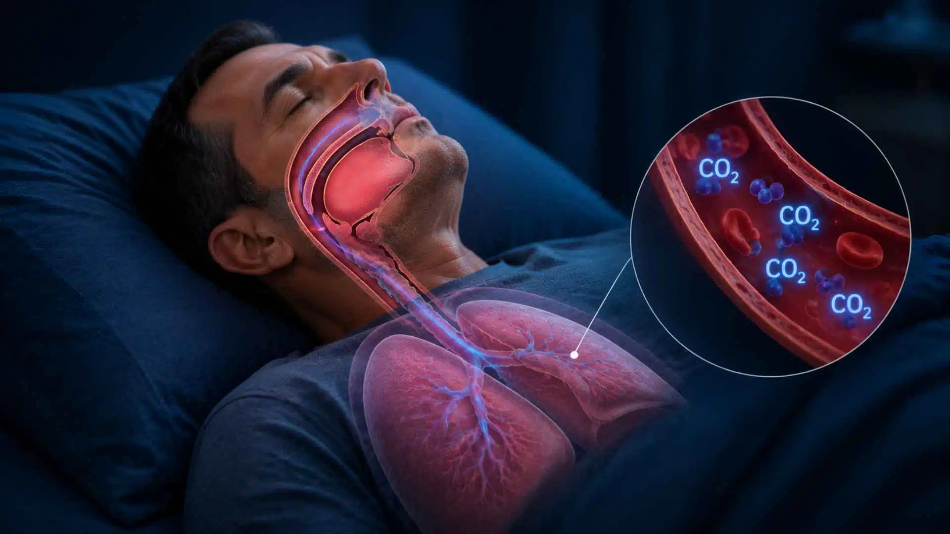 Slow shallow breathing causing CO2 buildup during sleep