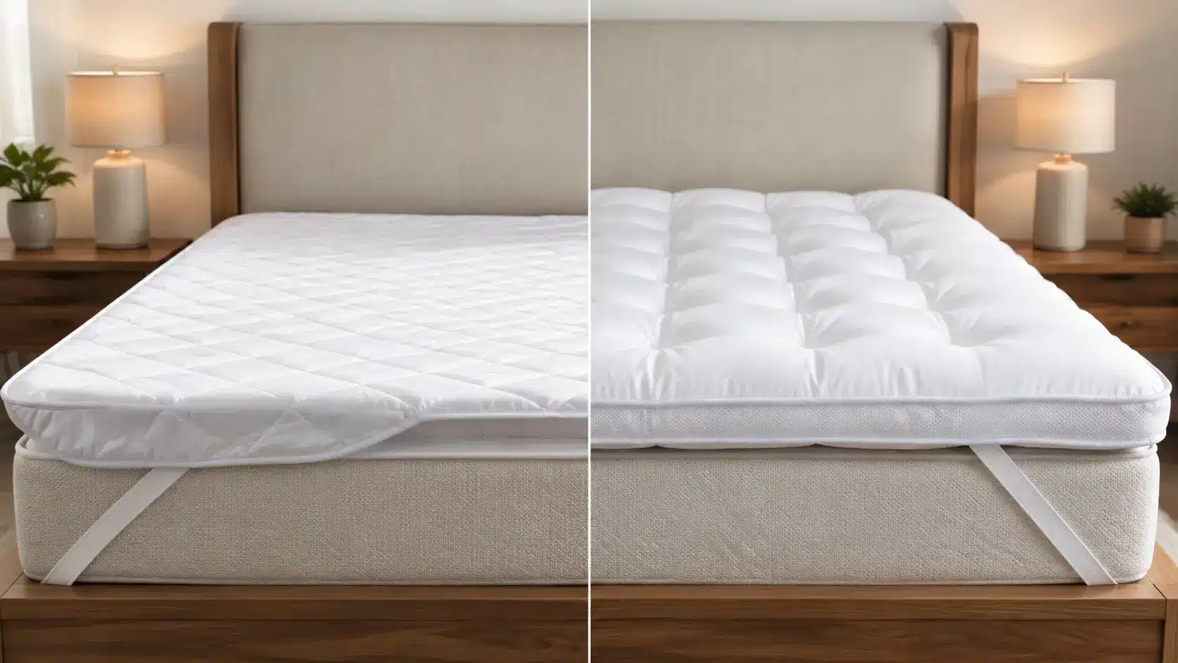 mattress pad and a plush padded mattress topper