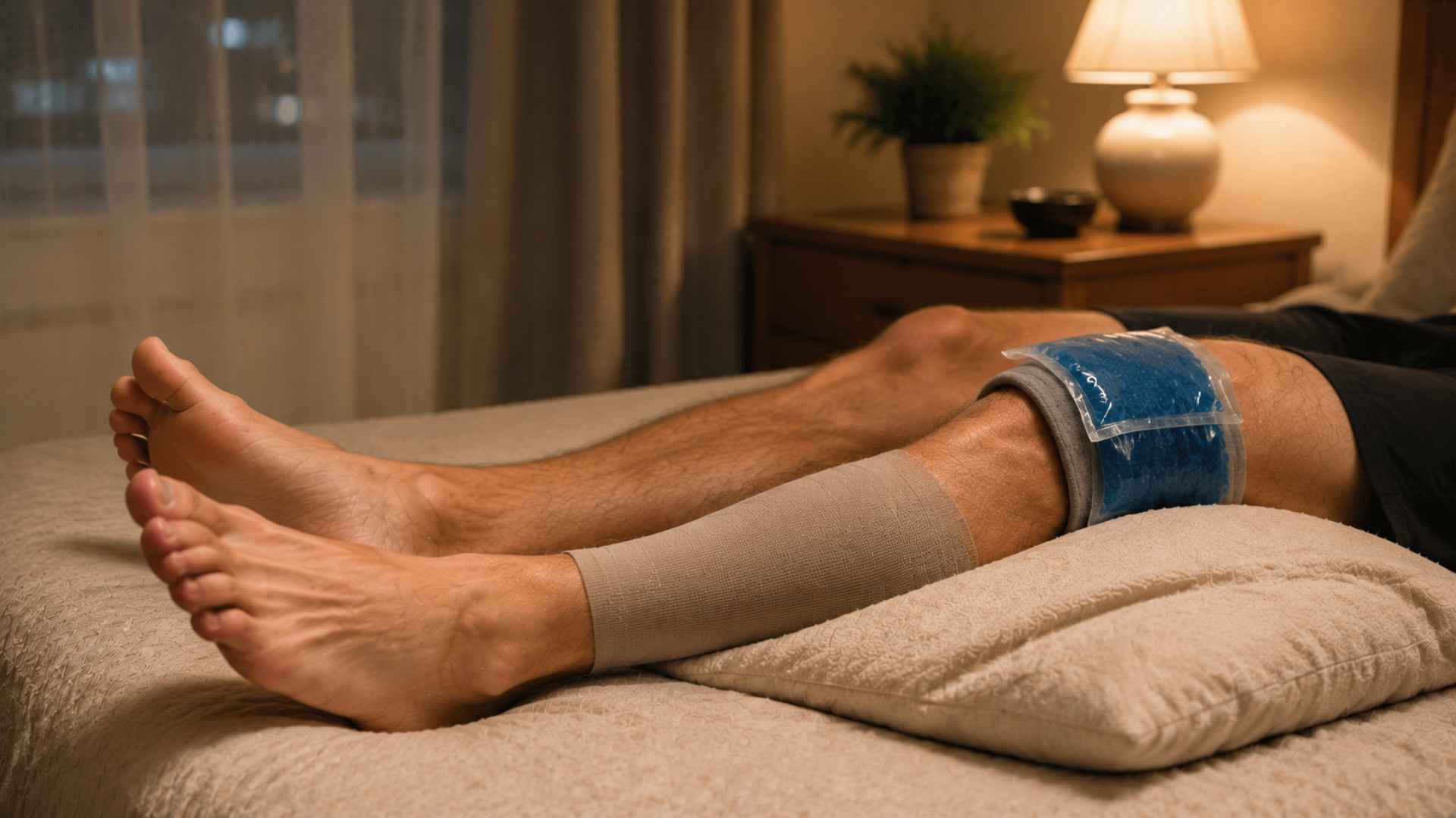 Nighttime knee pain relief with ice pack