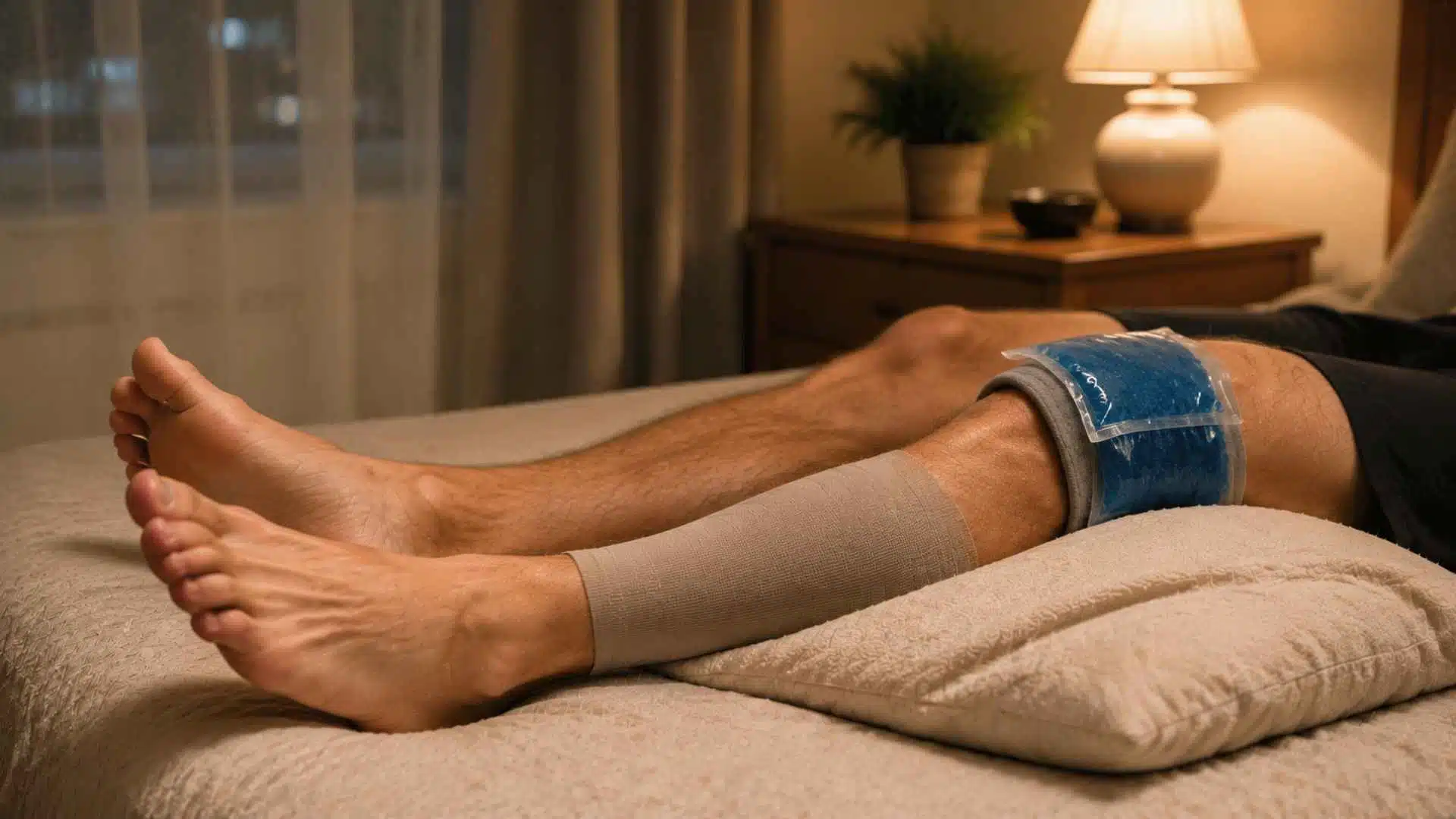 Nighttime knee pain relief with ice pack
