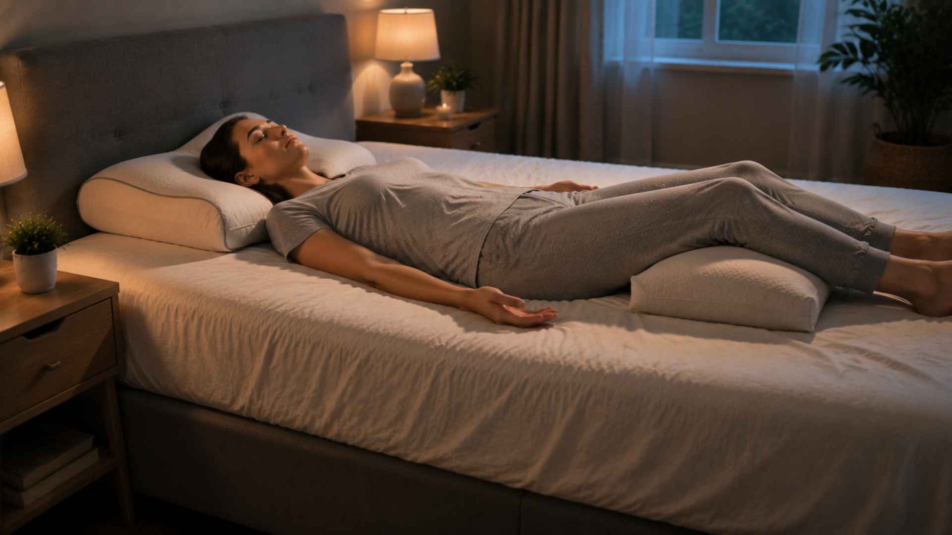 Back sleeping position with pillow under knees